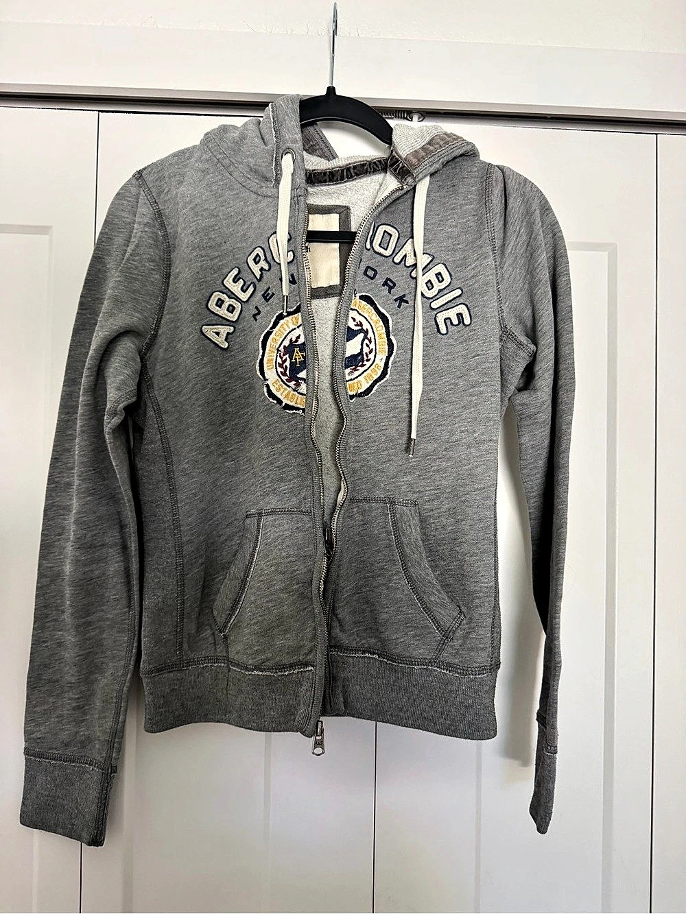 Abercrombie & Fitch 1892 Applique Full Zip Hoodie Gray Medium